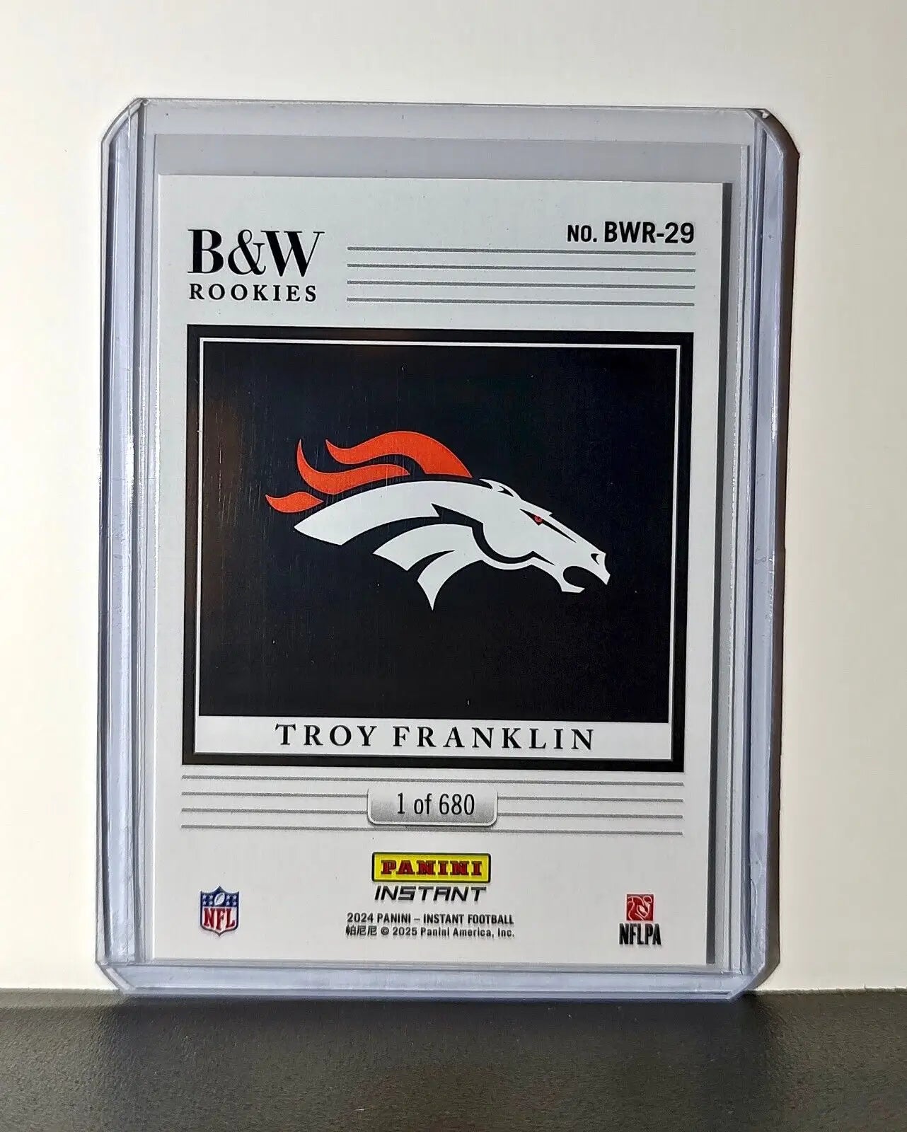 Troy Franklin 2024 Panini NFL #29 Black & White Rookies Card Broncos 1 of 680 - Football Card Single