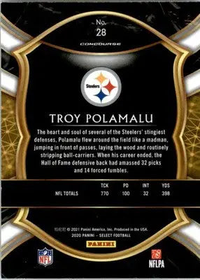 Troy Polamalu - 2020 Panini Select - #28 - Football - Football Card Single