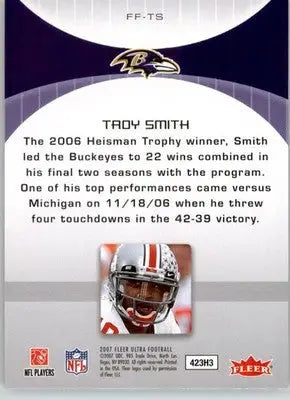 Troy Smith - 2007 Ultra - #FF-TS - Fresh Faces Football - Football Card Single