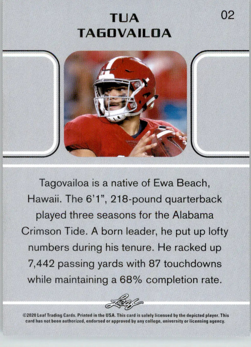 Tua Tagovailoa - 2020 Leaf - #02 - Football - Football Card Single