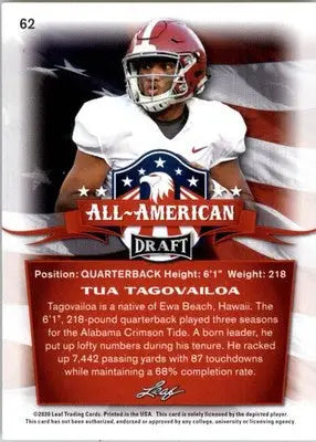 Tua Tagovailoa - 2020 Leaf Draft - #62 - Football - Football Card Single