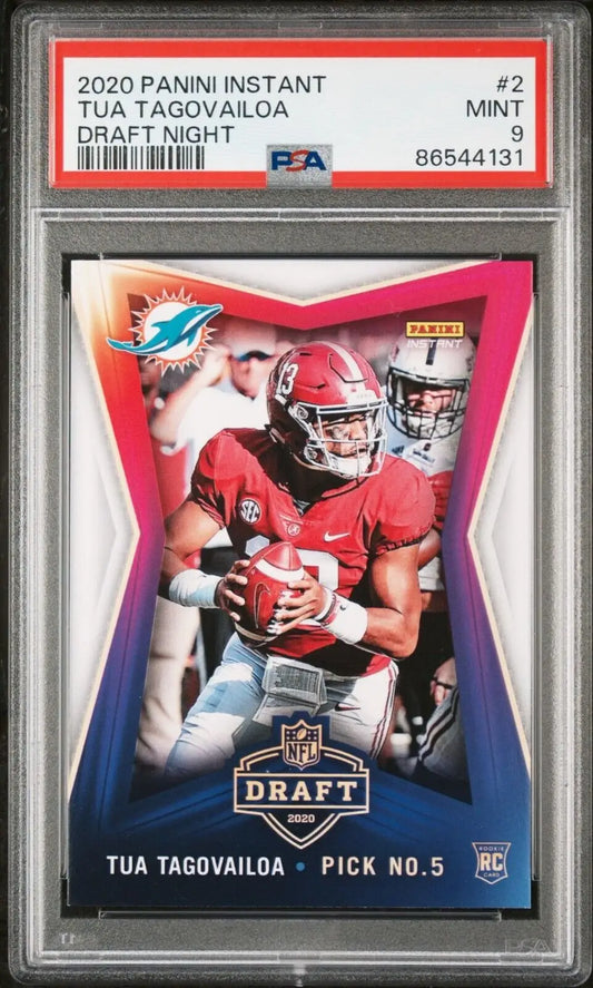 Tua Tagovailoa 2020 Panini NFL Instant Draft Night #2 Rookie Card PSA 9 Mint - Football Card Single