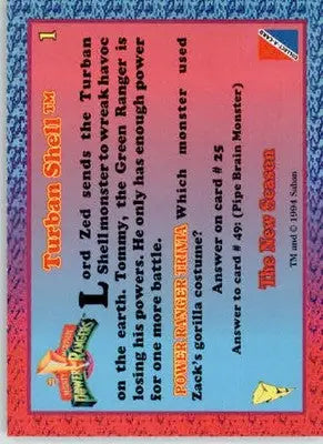 Turban Shell - 1995 Collect-A-Card Power Rangers The New Season Hobby - #1 - Non-Sports Card Single