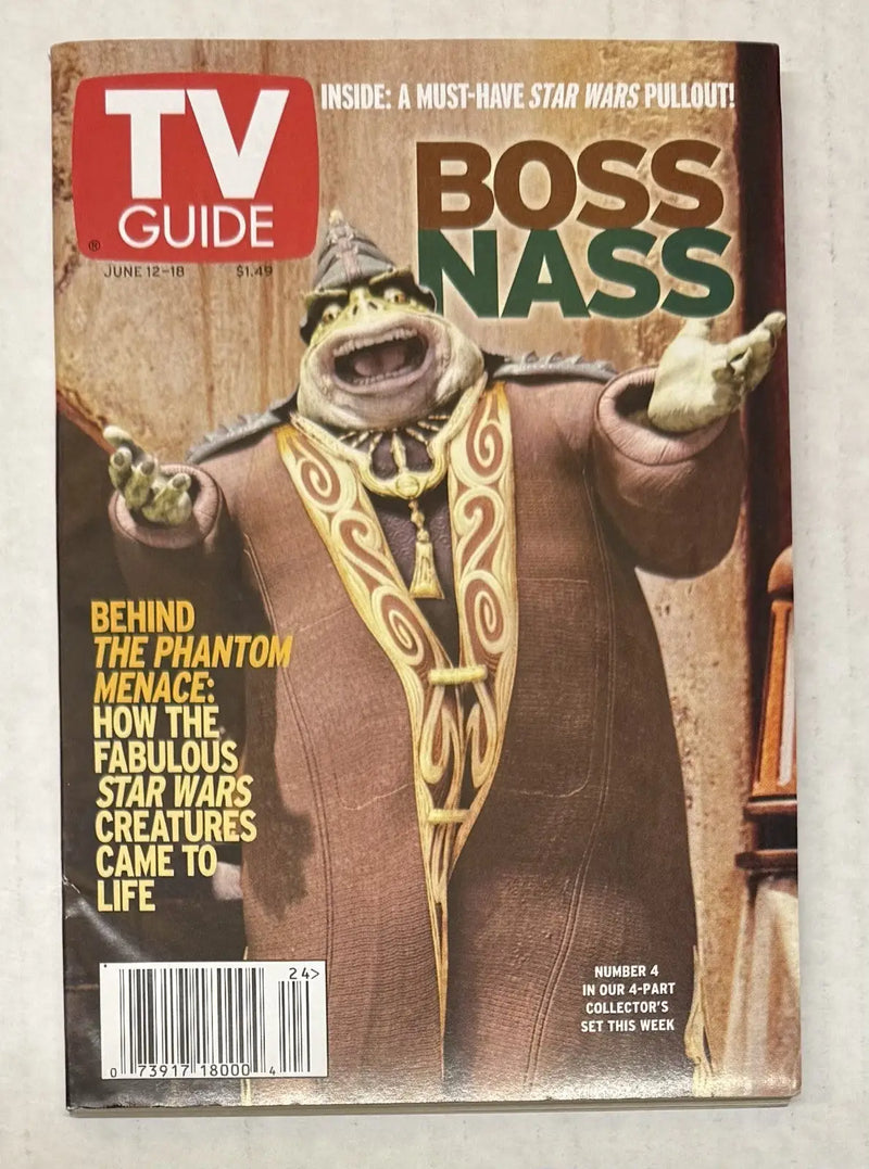 TV Guide Magazine Star Wars Phantom Menace Boss Nass Cover 1999 Pullout. Entertainment Memorabilia
