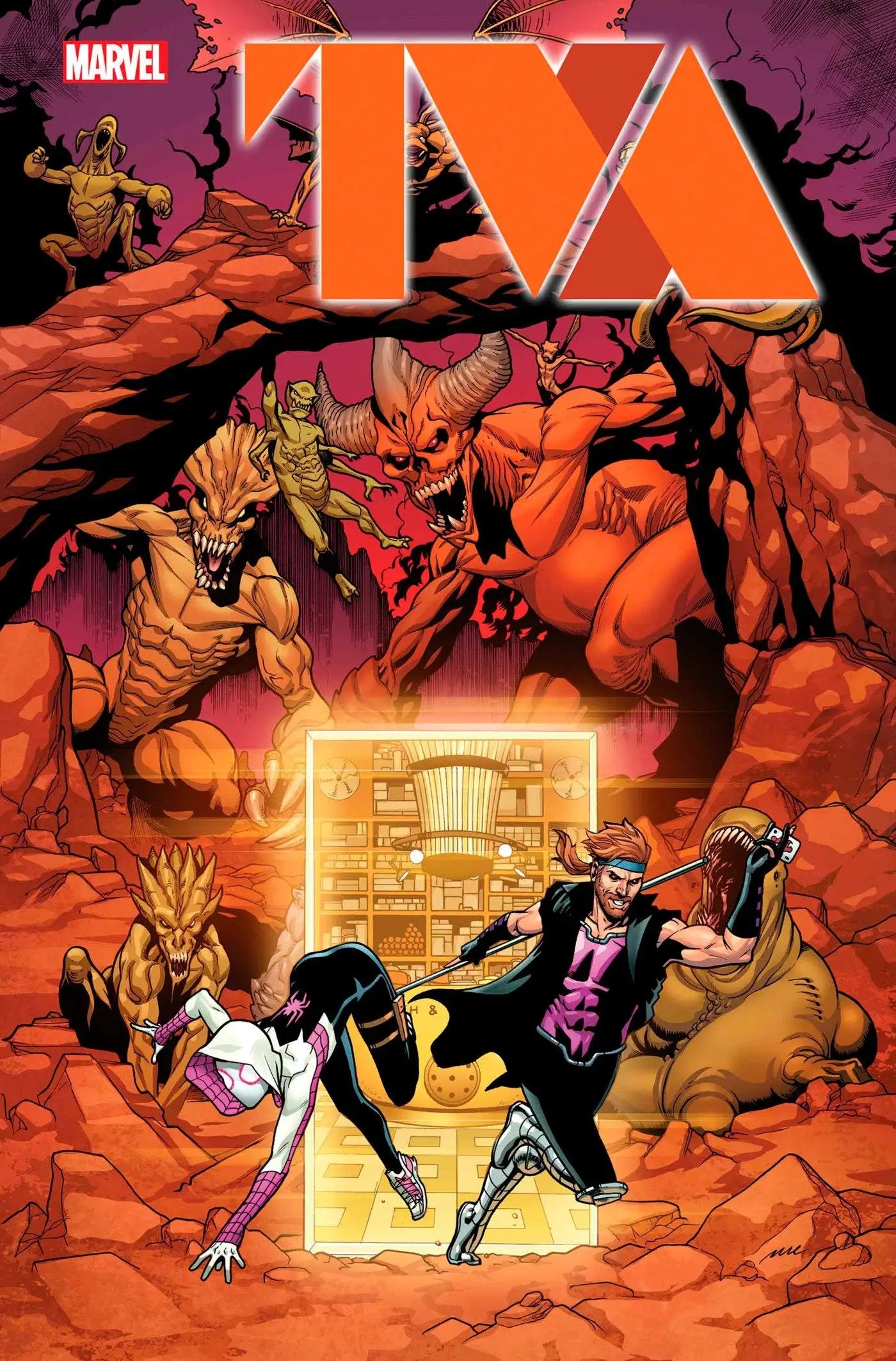 Comic book cover of Tva #2 showcasing action characters and glowing doorway, trading cards inspired