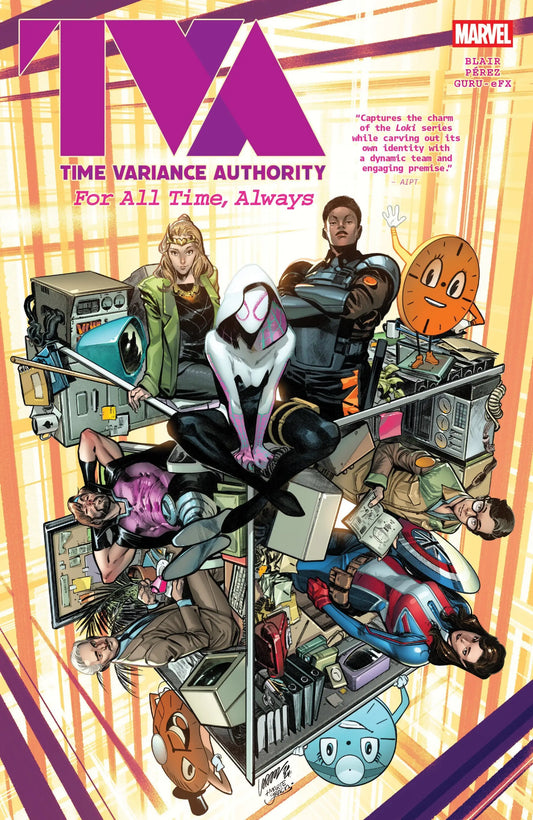 Comic book cover for TVA Time Variance Authority featuring Marvel characters in Tva For All Time Always