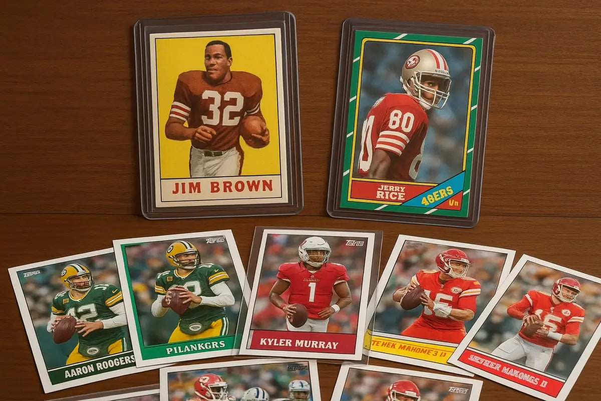 Jim Brown and Jerry Rice football card Topps framed display