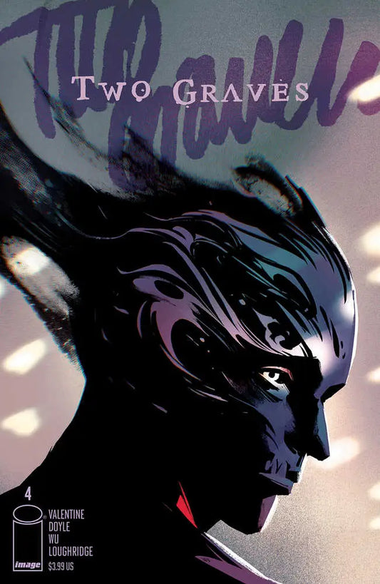 Stylized alien face on Two Graves #4 Cover A Wu, ideal for trading cards collection