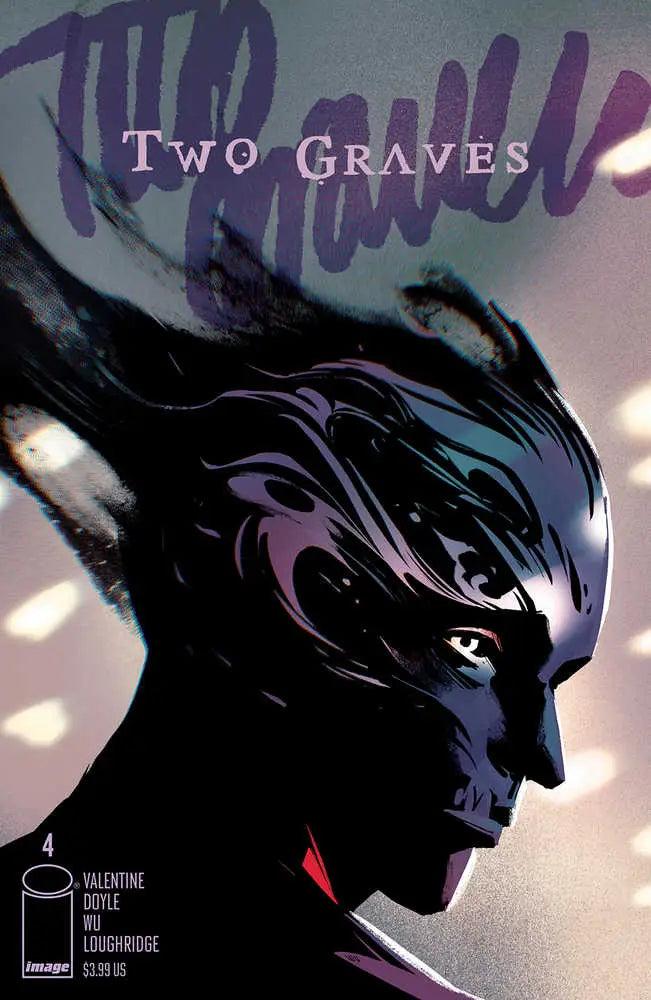Stylized alien face on Two Graves #4 Cover A Wu, ideal for trading cards collection
