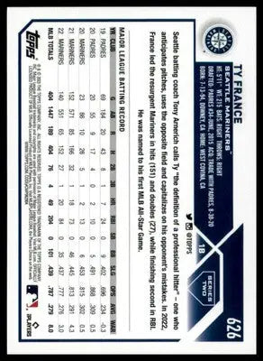Ty France 2023 Topps #626 Seattle Mariners - Baseball Card Single