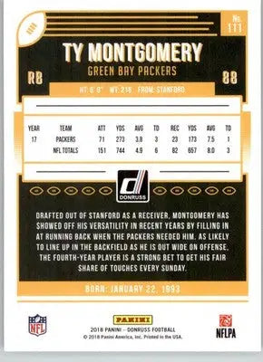 Ty Montgomery - 2018 Donruss - #111 - Football - Football Card Single