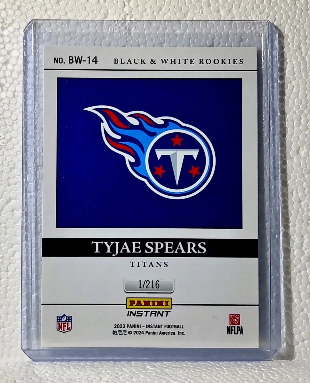 Tyjae Spears 2023 Panini NFL #14 Black & White Rookies Card Titans 1/216 - Football Card Single