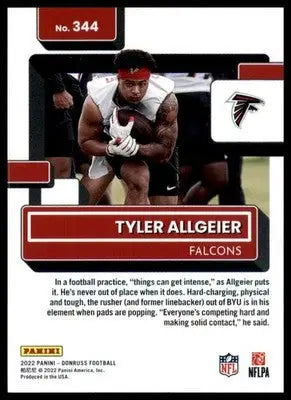 Tyler Allgeier Rookie 2022 Donruss #344 Atlanta Falcons - Football Card Single