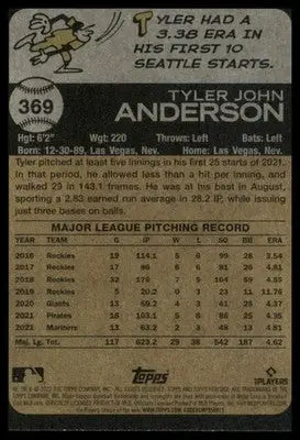 Tyler Anderson 2022 Topps Heritage #369 Seattle Mariners - Baseball Card Single