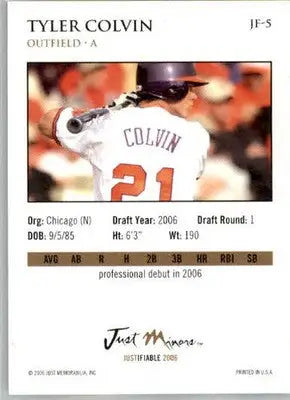 Tyler Colvin - 2006 Justifiable - #JF-5 - AUTO Baseball - Baseball Card Single