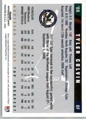 Tyler Colvin - 2008 Grandstand Southern League Top Prospects - #NNO - AUTO - Baseball Card Single