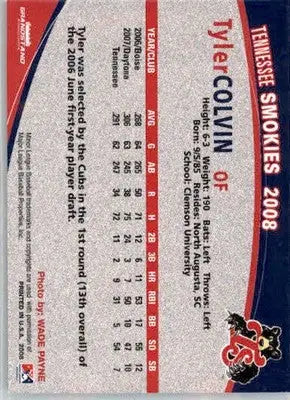 Tyler Colvin - 2008 Grandstand Tennessee Smokies - #NNO - AUTO Baseball - Baseball Card Single