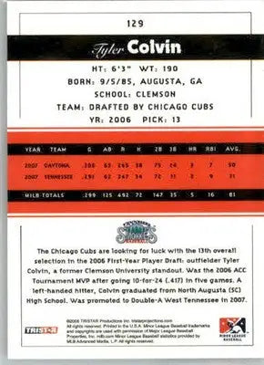 Tyler Colvin - 2008 TriStar PROjections - #129 - AUTO Baseball - Baseball Card Single