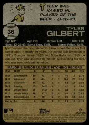 Tyler Gilbert Rookie 2022 Topps Heritage #36 Arizona Diamondbacks - Baseball Card Single