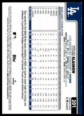 Tyler Glasnow 2025 Topps Rainbow Foil #201 Los Angeles Dodgers - Baseball Card Single