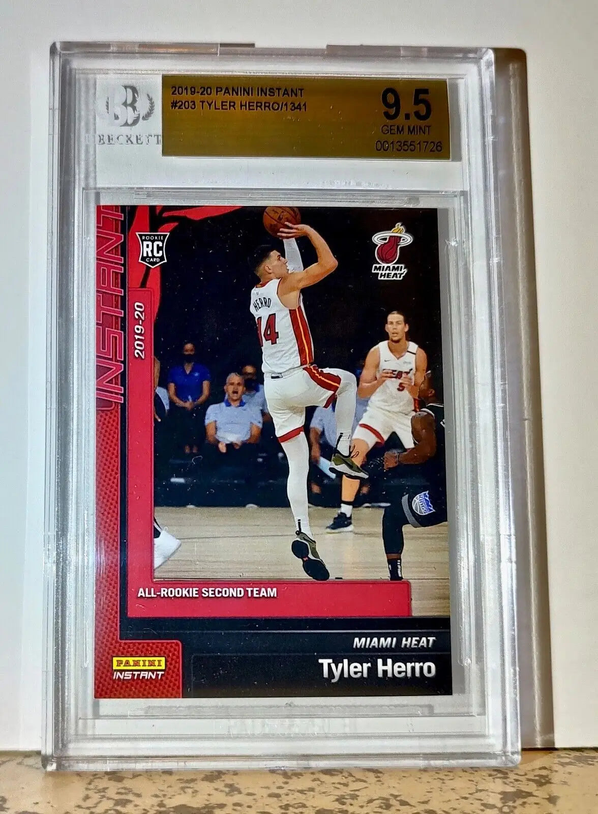 Tyler Herro 2019-20 Panini NBA #203 Rookie Basketball 1 of 1341 BGS 9.5 Gem Heat - Basketball Card Single