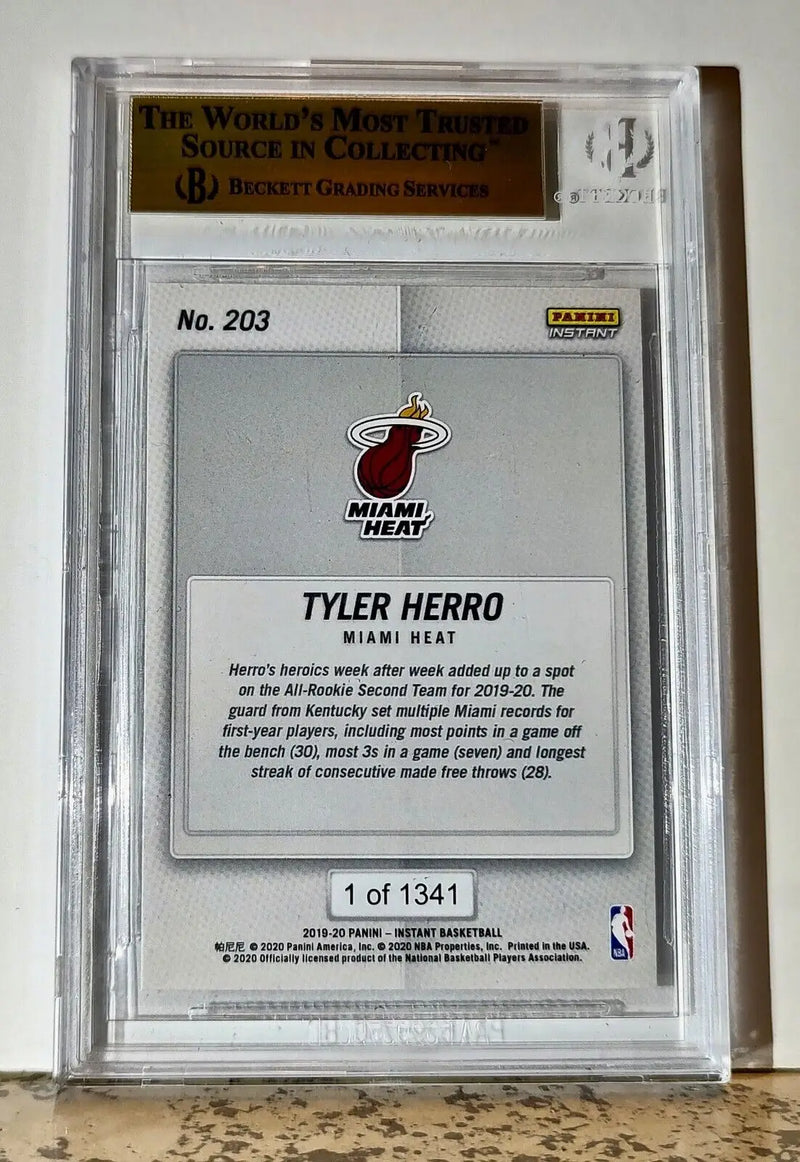 Tyler Herro 2019-20 Panini NBA #203 Rookie Basketball 1 of 1341 BGS 9.5 Gem Heat - Basketball Card Single