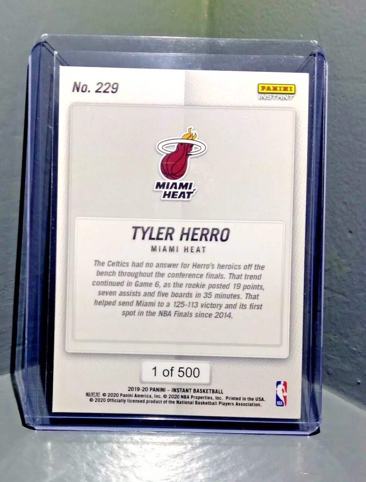 Tyler Herro 2019-20 Panini NBA Playoffs Instant #229 Basketball Card 1 of 500 - Basketball Card Single