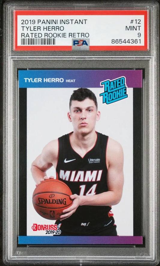 Tyler Herro 2019-2020 Panini NBA Heat #255 Rookie Card 1 of 303 PSA 9 MINT - Basketball Card Single