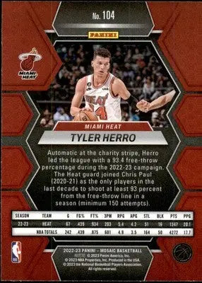 Tyler Herro - 2022-23 Panini Mosaic - #104 - Basketball - Basketball Card Single