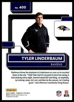Tyler Linderbaum Rookie 2022 Donruss #400 Baltimore Ravens - Football Card Single
