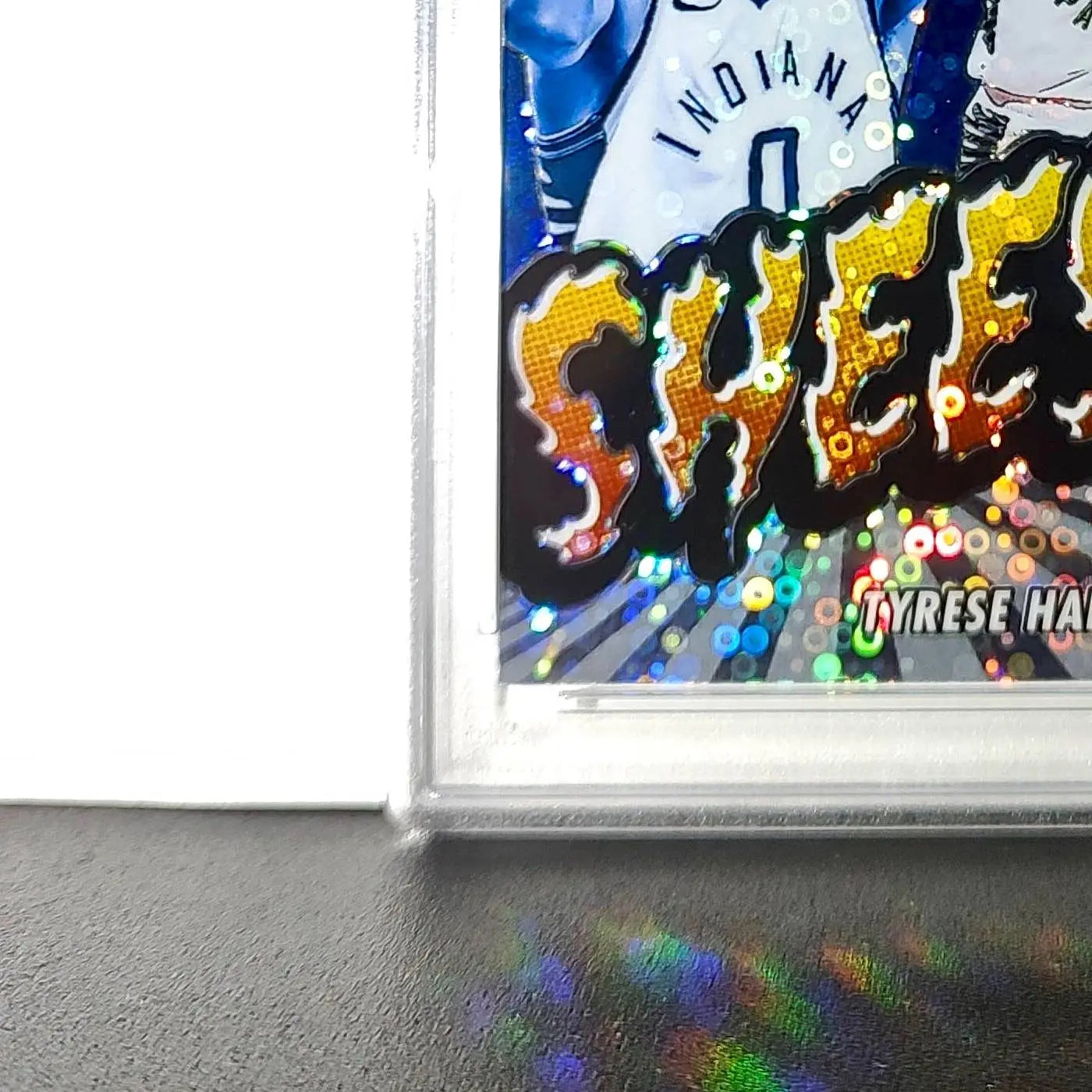 Tyrese Haliburton 2023 Panini Hoops Premium Sheesh #9 Disco Prizm PSA 9 Mint