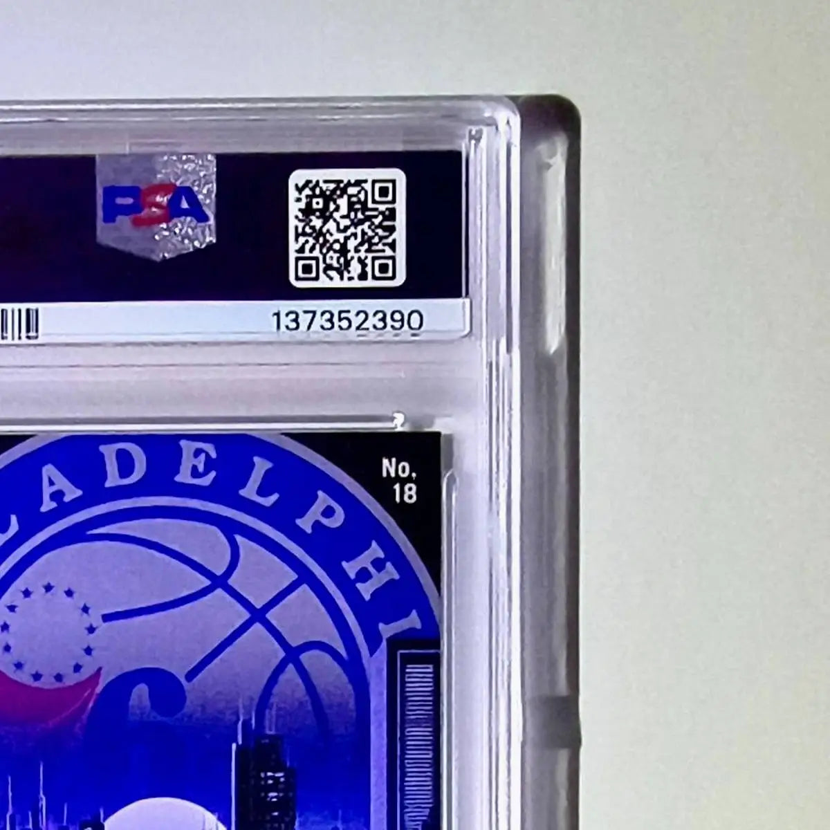 Tyrese Maxey 2023 NBA Panini Hoops Premium #18 City Edition Disco Prizm PSA 8 - Basketball Card Single