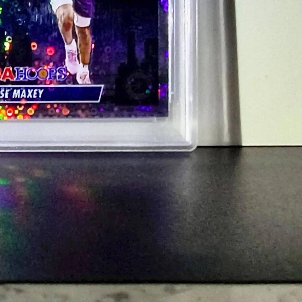 Tyrese Maxey 2023 NBA Panini Hoops Premium #18 City Edition Disco Prizm PSA 8 - Basketball Card Single