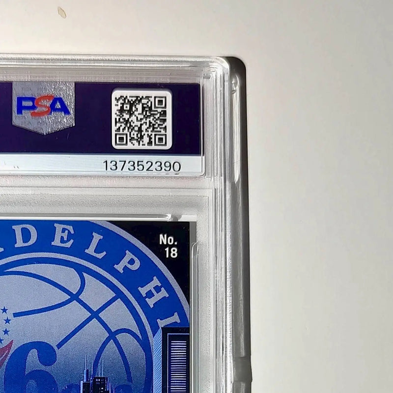 Tyrese Maxey 2023 Panini Hoops Premium City Edition #18 Disco Prizm PSA 8 NM-MT
