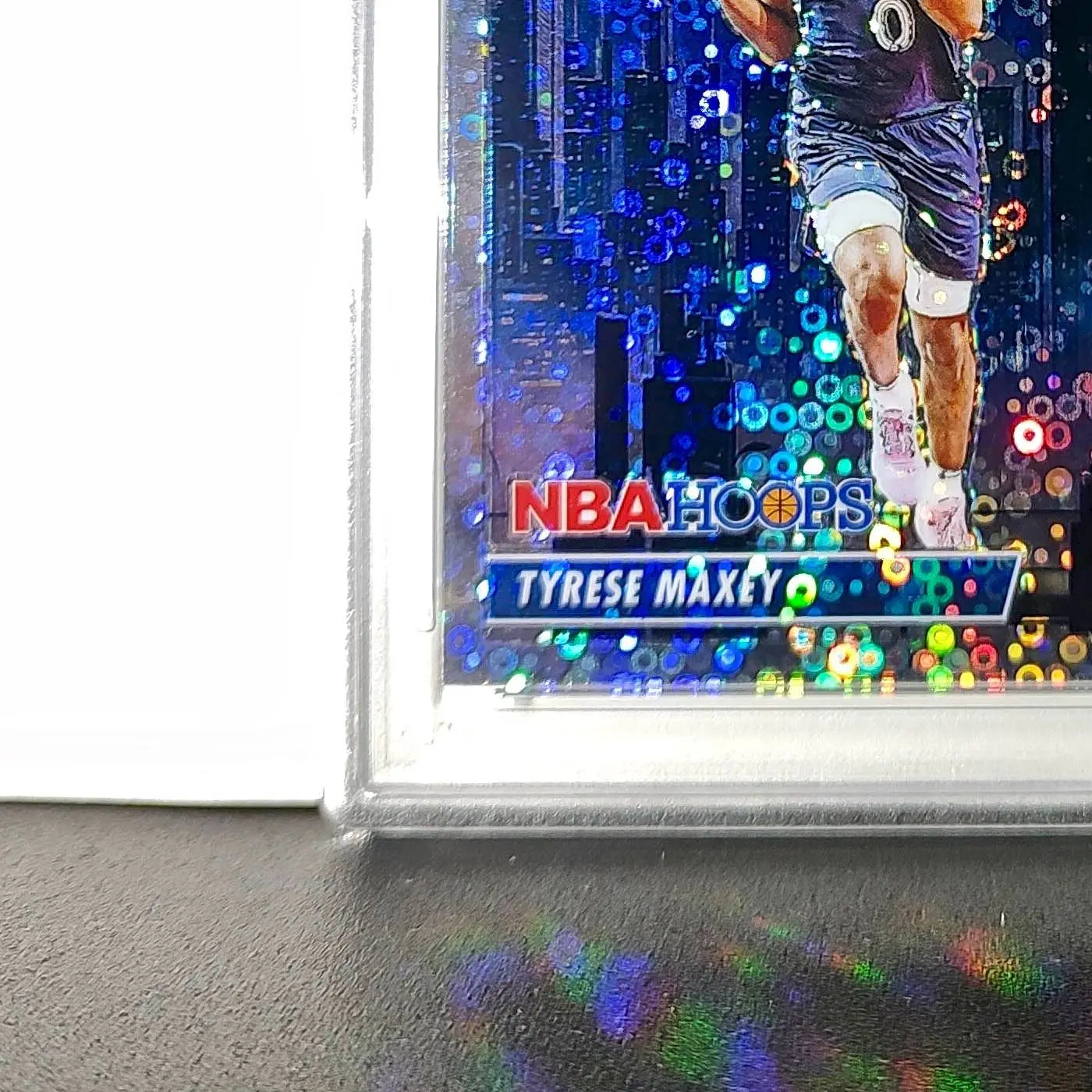 Tyrese Maxey 2023 Panini Hoops Premium City Edition #18 Disco Prizm PSA 8 NM-MT