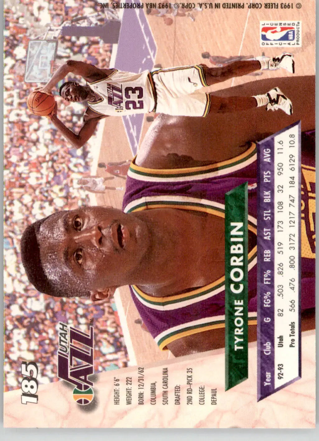 Tyrone Corbin - 1993-94 Ultra - #185 - Basketball - Basketball Card Single
