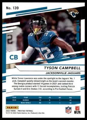 Tyson Campbell 2022 Panini Prestige #139 Jacksonville Jaguars - Football Card Single