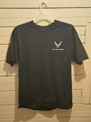 U.S. Air Force Shirt Mens Large Black Short Sleeve Military Logo Front Back - Apparel