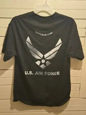 U.S. Air Force Shirt Mens Large Black Short Sleeve Military Logo Front Back - Apparel