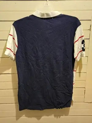 U.S. Polo Assn Polo Shirt Mens L White Red Stripe Navy USPA Logo Embroidered 3 - Apparel