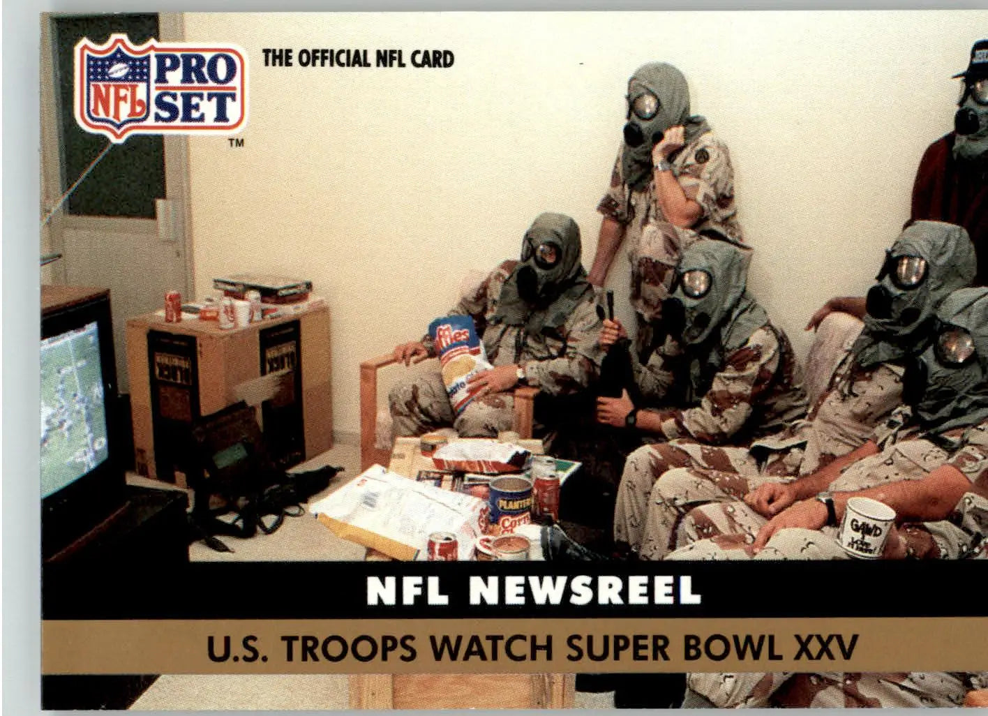 U.S. Troops Watch Super Bowl XXV NEWS - 1991 Pro Set - #351 - Football - Football Card Single