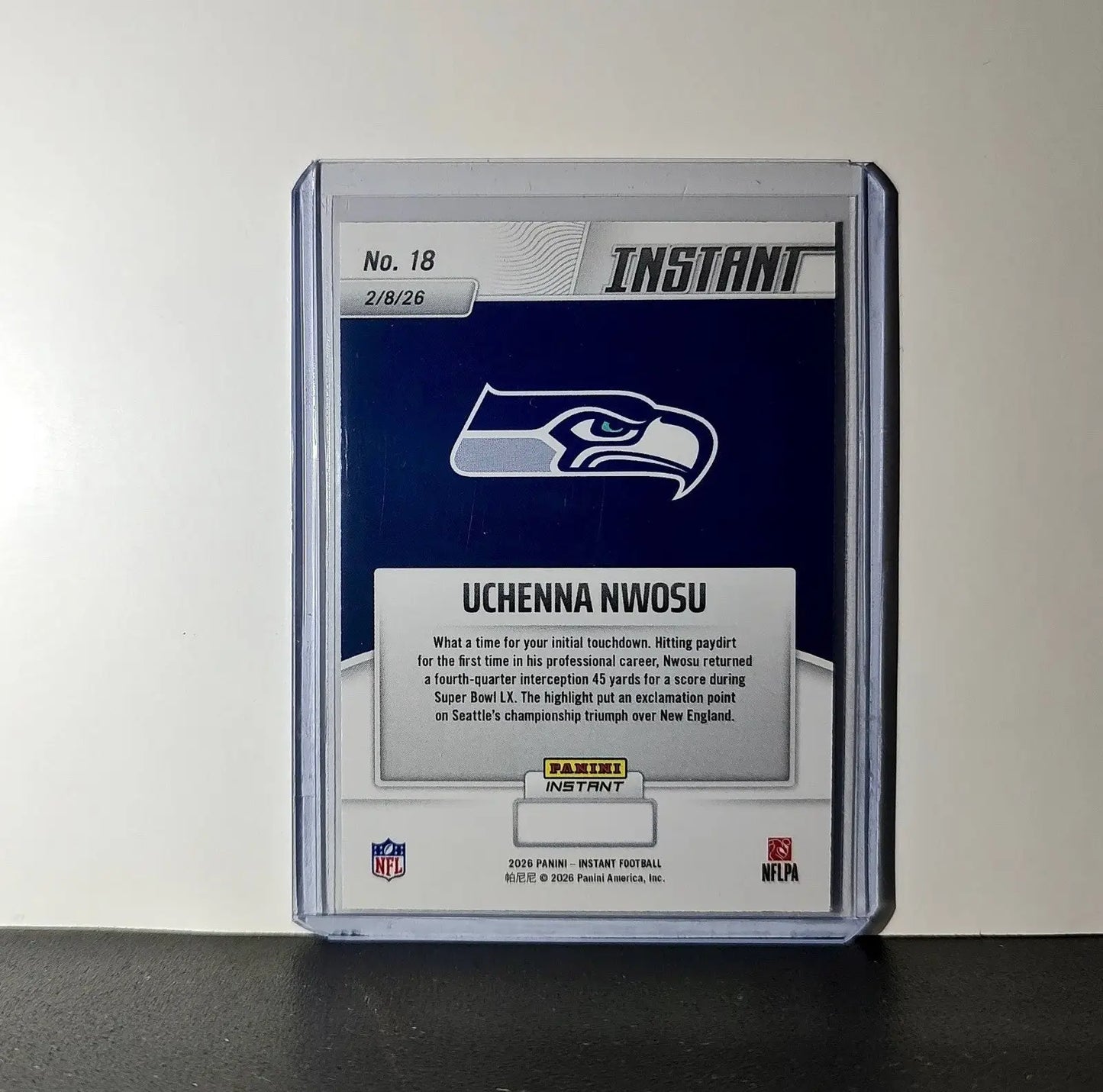 Uchenna Nwosu 2026 Panini NFL Super Bowl LIX Champions #18 Card Seattle Seahawks - Football Card Single