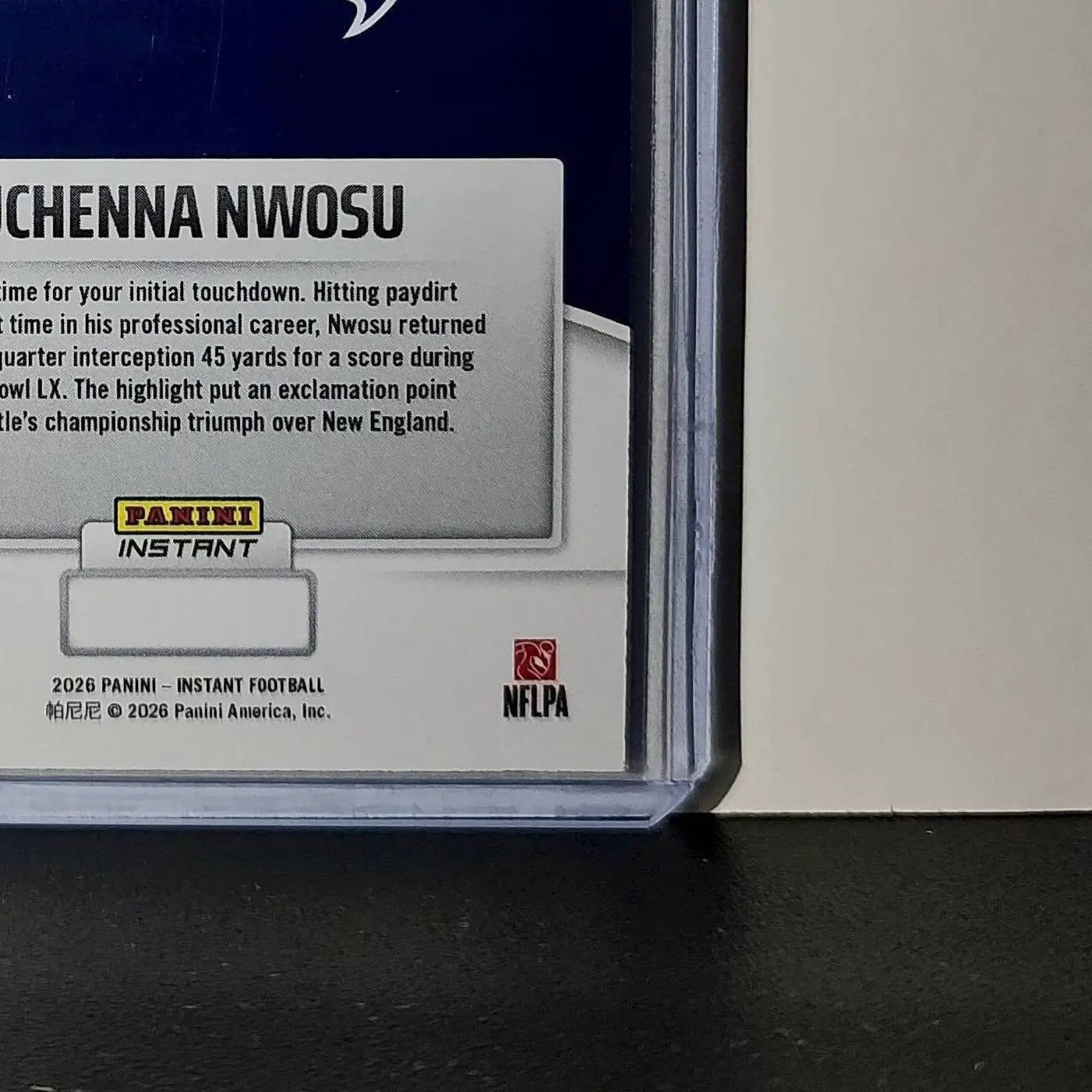 Uchenna Nwosu 2026 Panini NFL Super Bowl LIX Champions #18 Card Seattle Seahawks - Football Card Single