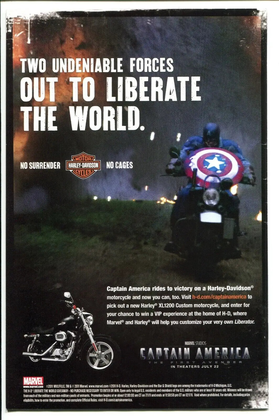 Captain America Harley-Davidson ad in Ultimate Fallout #1 by Brian Michael Bendis and Mark Bagley
