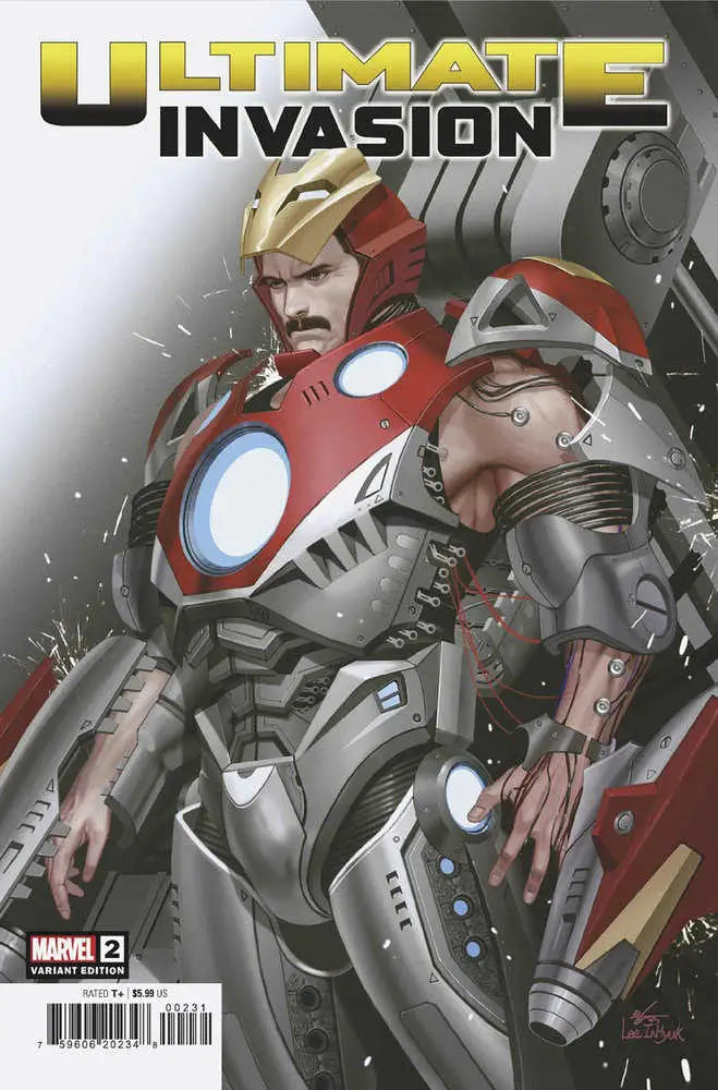 Red and silver armored figure with glowing chest piece from Ultimate Invasion 2 cover
