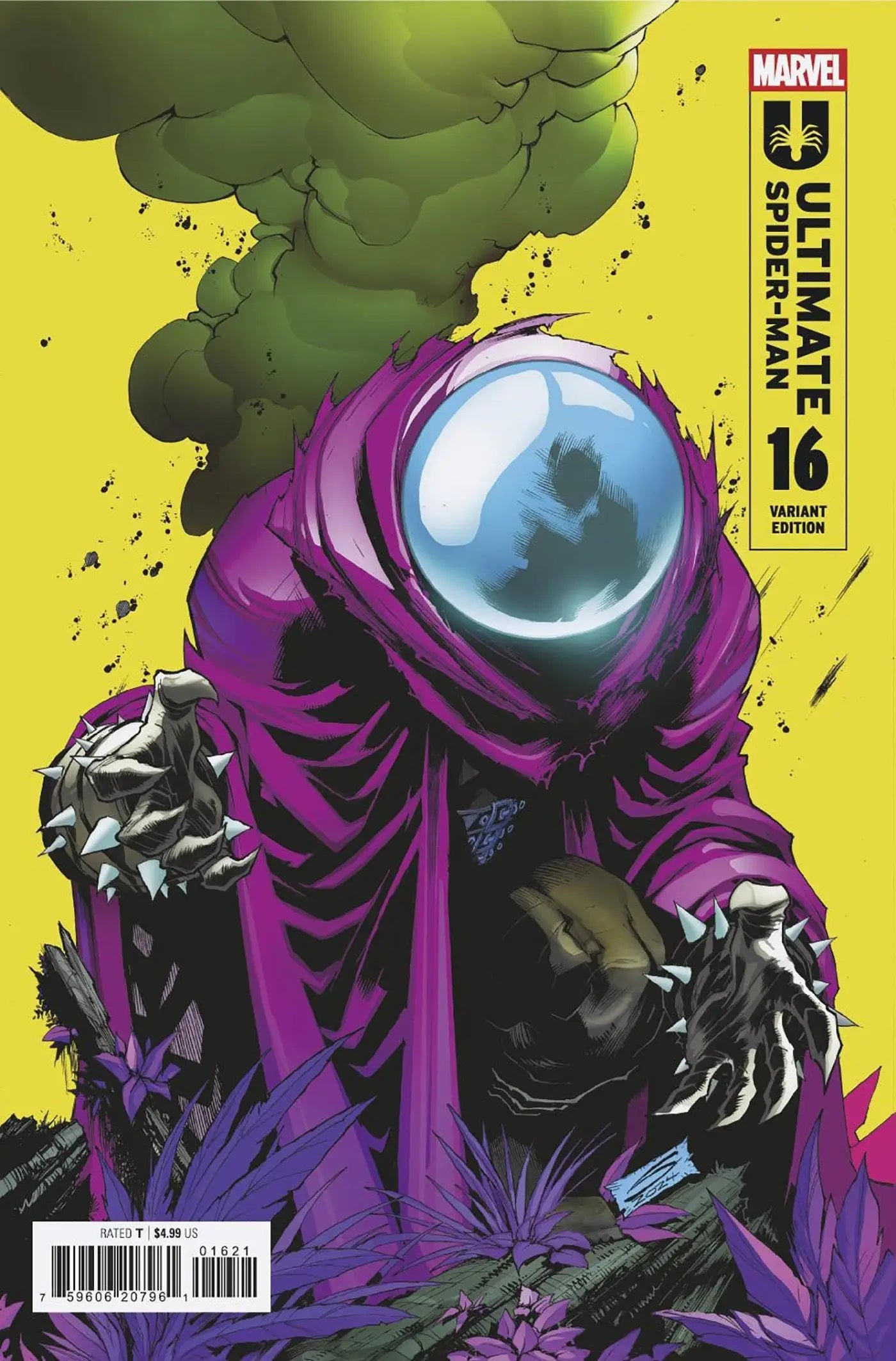 Comic book featuring a character in purple cloak and clear dome helmet Gerardo Sandoval Ultimate Special Variant