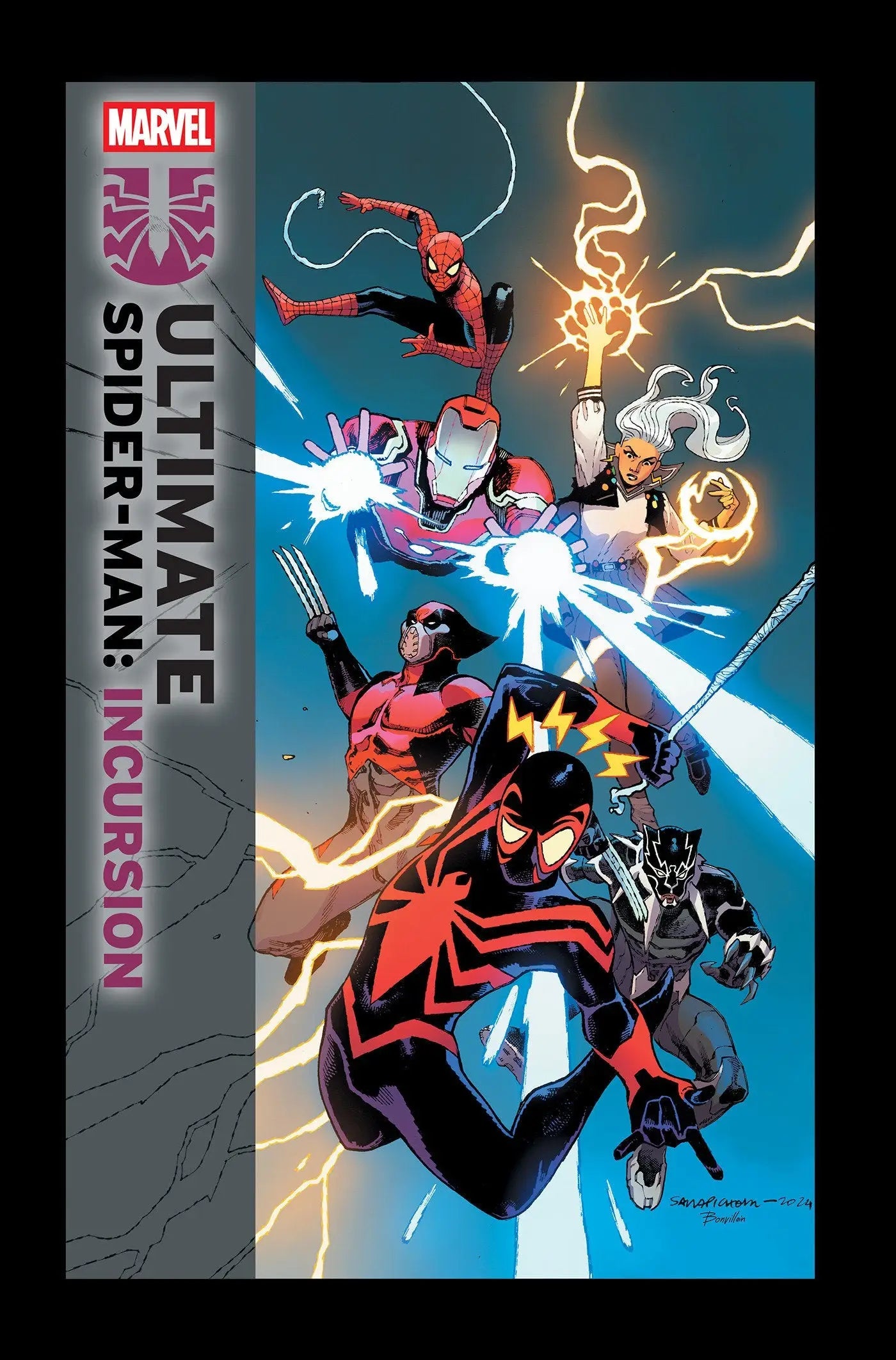 Comic book cover featuring Marvel superheroes from the ultimate universe by Sara Pichelli 2nd print