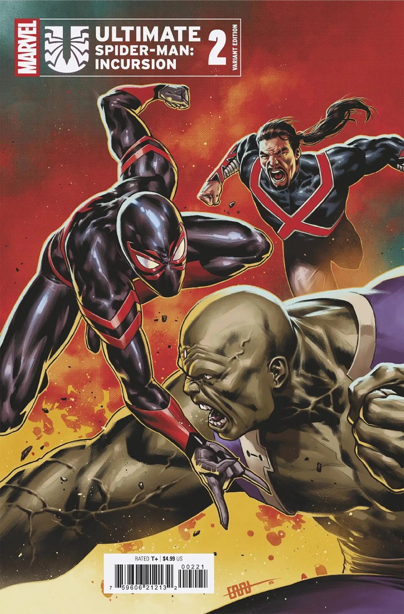 Marvel comic book Ultimate Spider-Man Incursion Cafu Variant with Spider-Man and green-skinned character