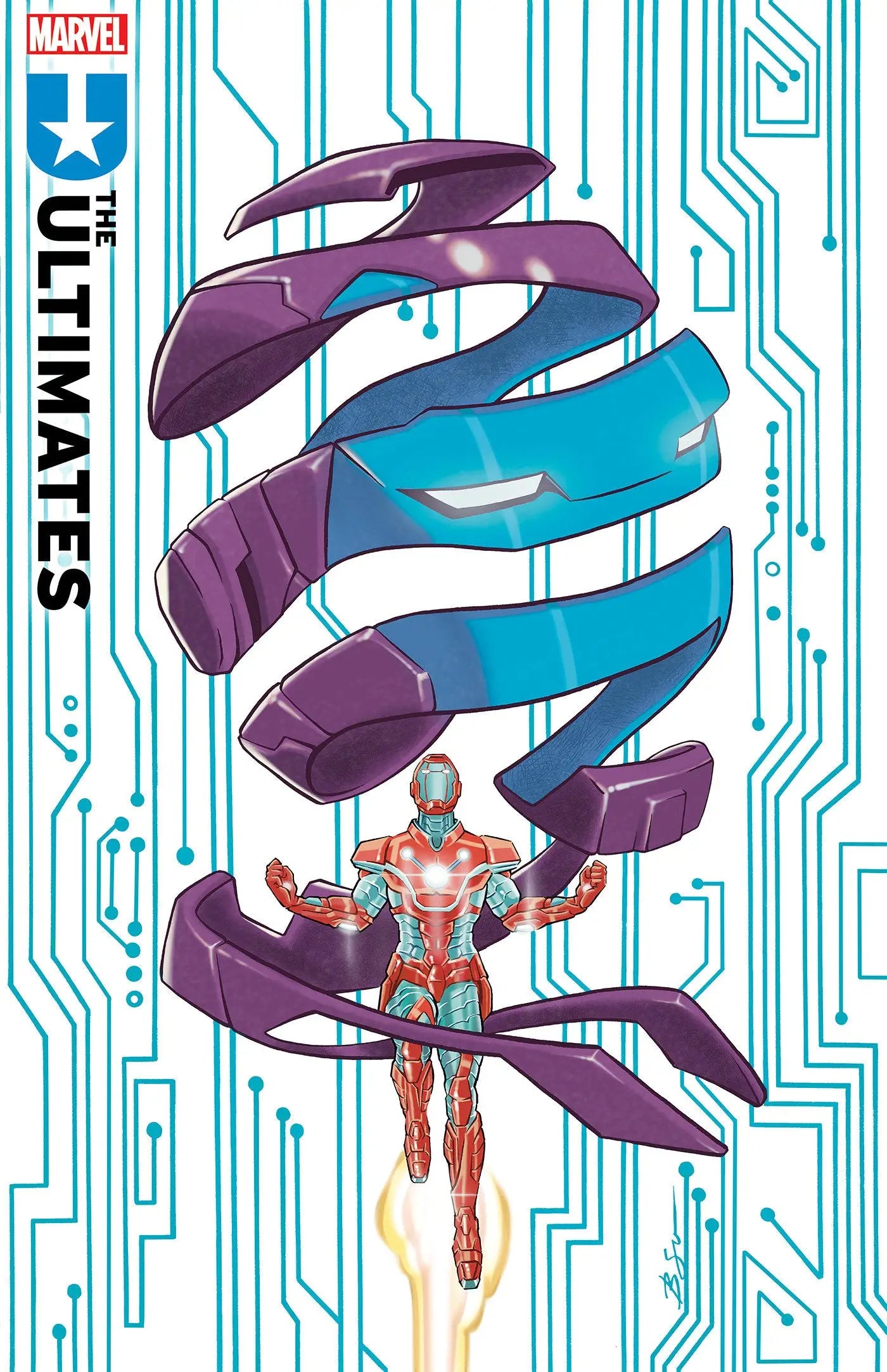 Comic book cover of Ultimates #13 Benjamin Su Ultimate One Year In Foil Variant