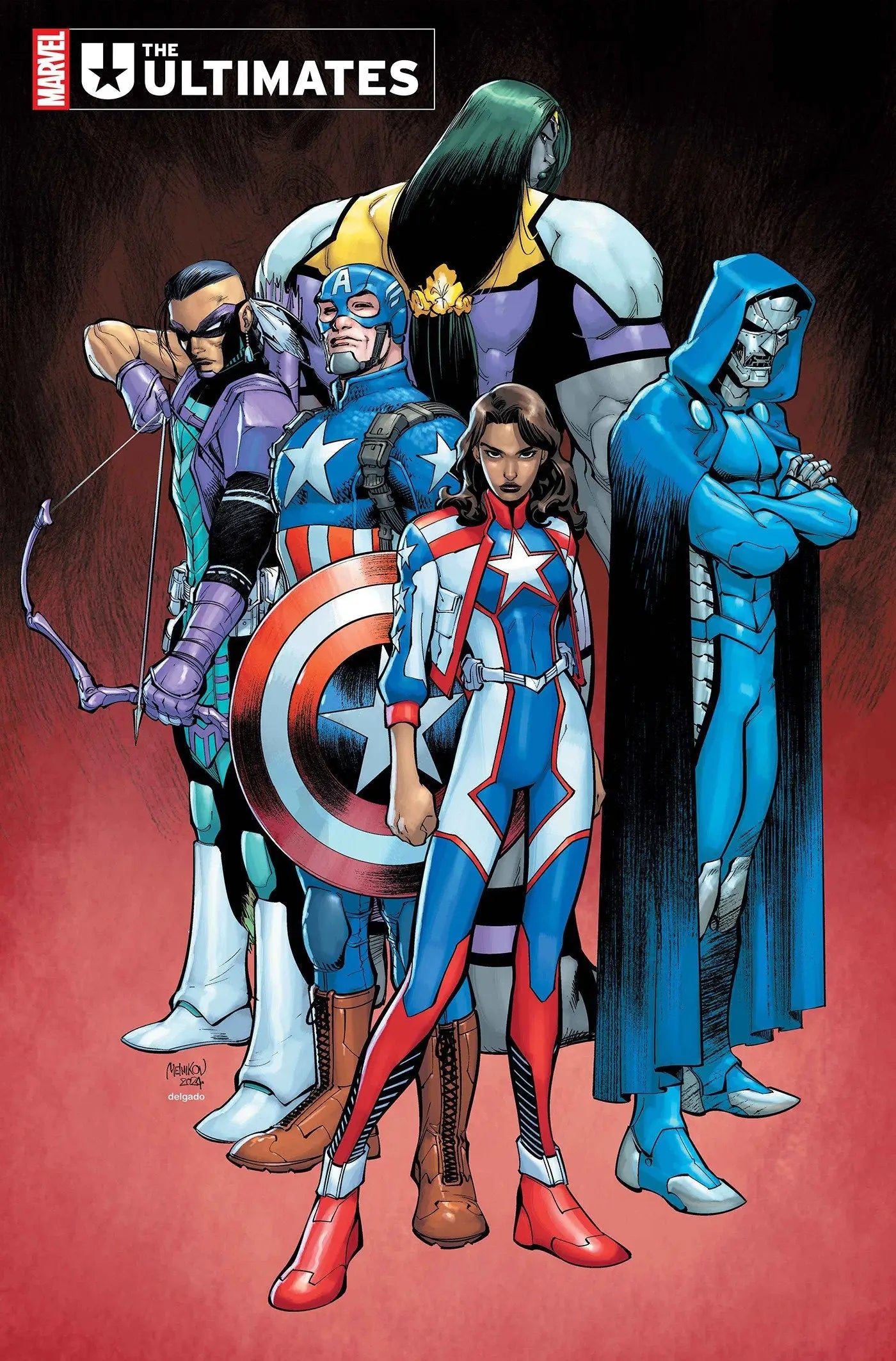 Comic book cover featuring Superhero Team with Luke Cage for Ultimates #9 Gleb Melnikov Variant